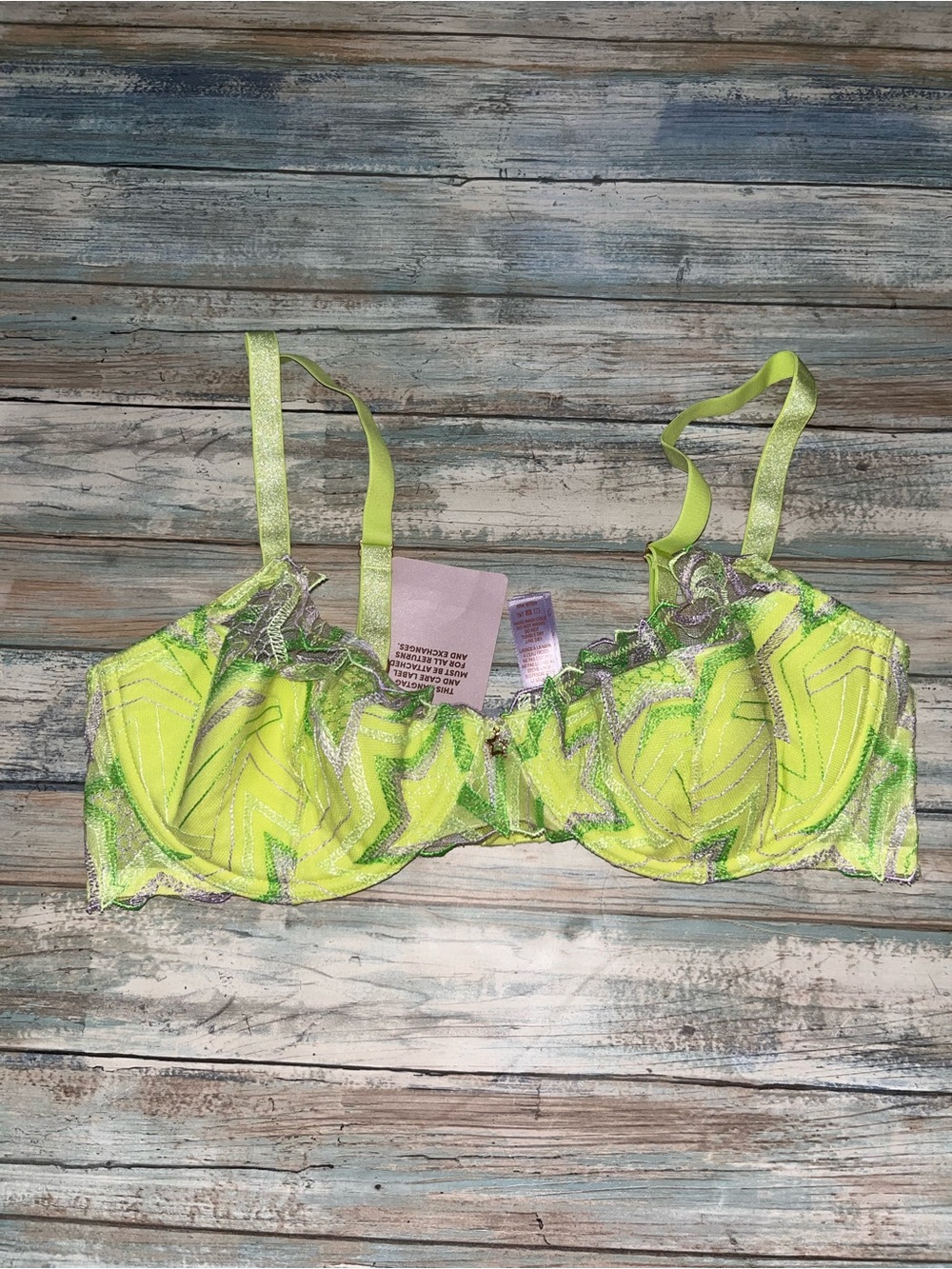 NWT Savage X Fenty Shining Star Embroidered Half Cup Plunge Bra 38D - Picture 2 of 7